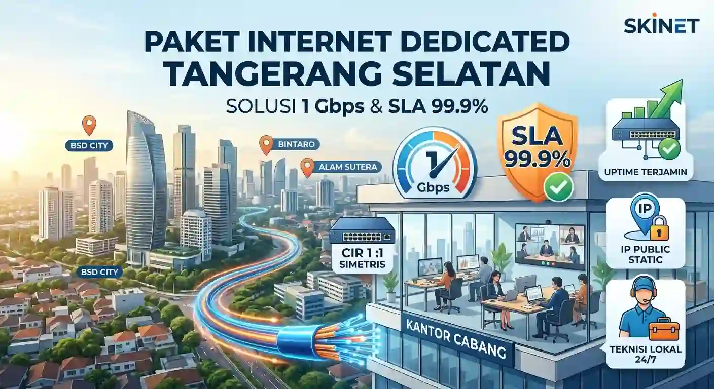 Paket Internet Dedicated Tangerang Selatan: Solusi 1 Gbps & SLA 99.9% untuk Kantor Cabang