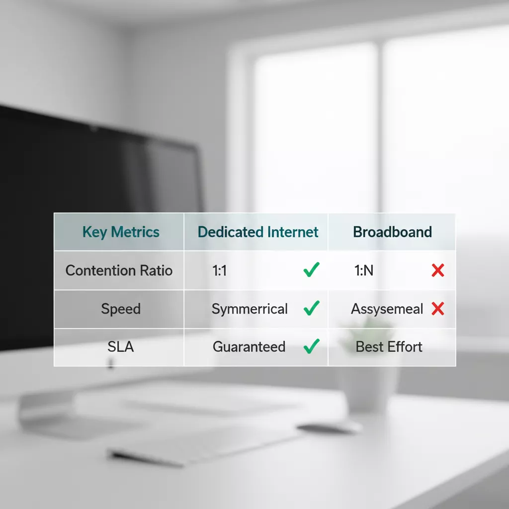 Tabel perbandingan teknis antara dedicated internet dan broadband Tabel perbandingan teknis antara dedicated internet dan broadband