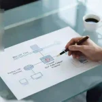 Diagram topologi jaringan hybrid menampilkan peralihan otomatis antara rute kabel optik dan rute radio di atas meja rapat