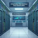 Infrastruktur sistem perangkat keras rak server NOC yang beroperasi mendistribusikan bandwidth simetris skala korporasi