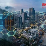 Arsitektur High Availability jaringan B2B SKINET yang menghubungkan fasilitas industri, kawasan komersial SOHO, dan Disaster Recovery Center di koridor Tangerang hingga Bogor