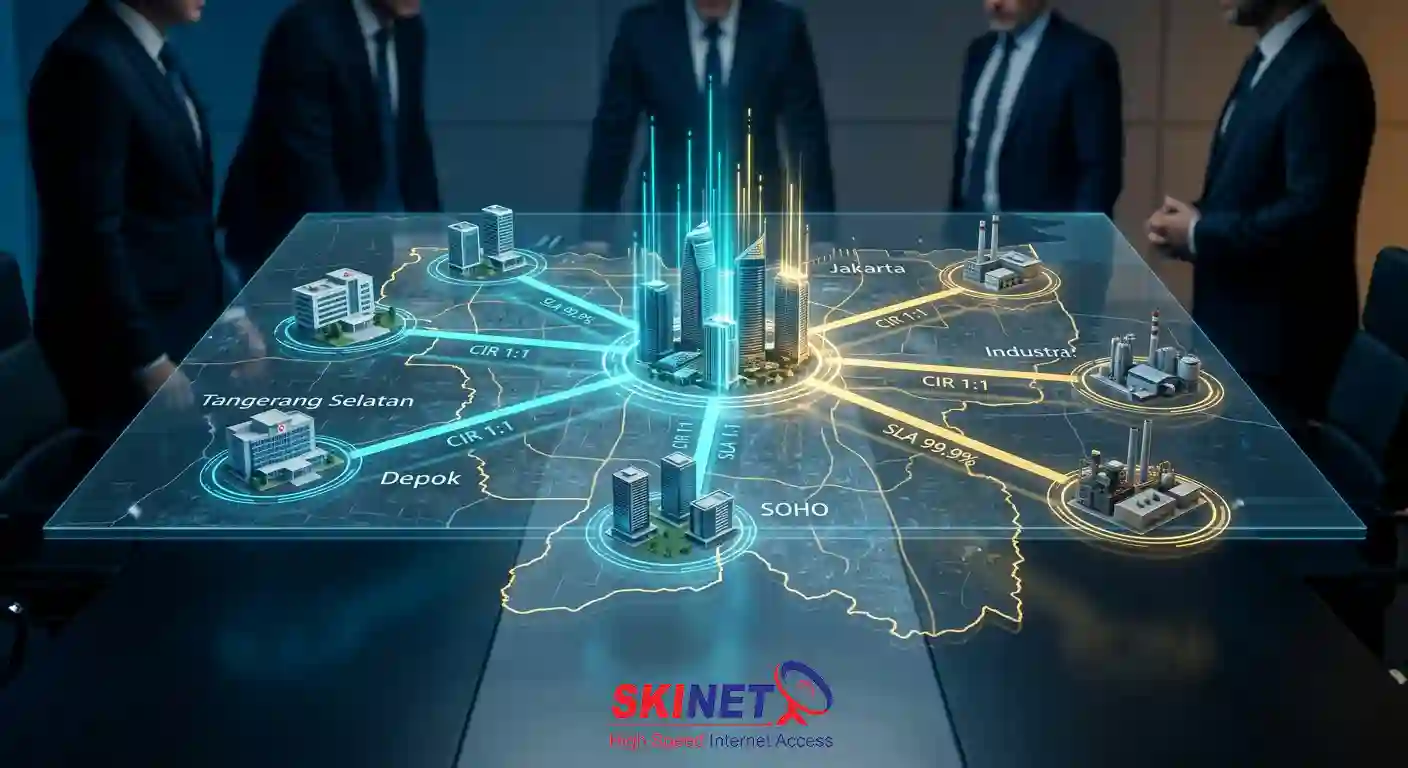 Blueprint arsitektur skalabilitas operasional jaringan telekomunikasi satelit B2B SKINET untuk mengamankan ekspansi bisnis korporasi di koridor Bodetabek, Depok, dan Tangerang Selatan