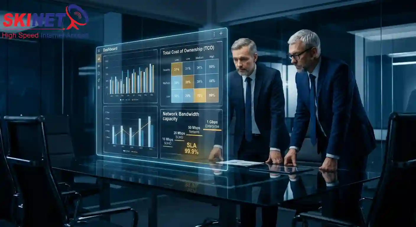 Analisis valuasi Total Cost of Ownership (TCO) dan pengadaan bandwidth Internet Dedicated B2B SKINET dari kapasitas SOHO 10 Mbps hingga skala Enterprise